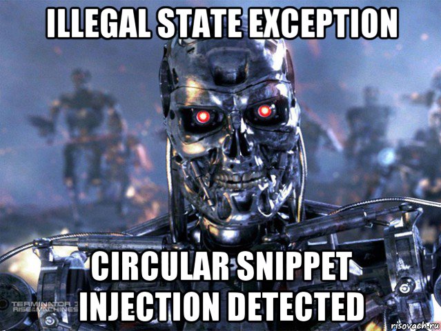 illegal state exception circular snippet injection detected, Мем   Терминатор