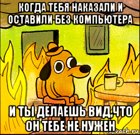 когда тебя наказали и оставили без компьютера и ты делаешь вид,что он тебе не нужен