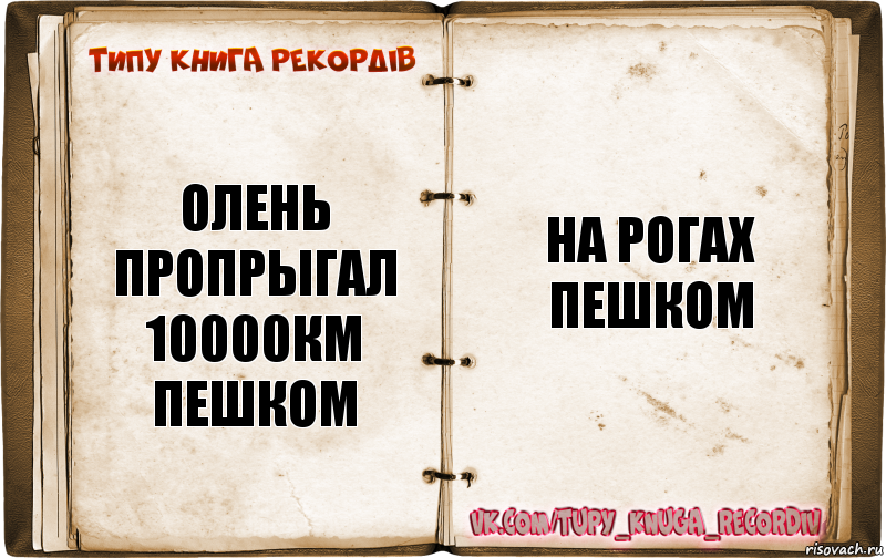 Олень пропрыгал 10000км пешком На рогах пешком, Комикс  Типу книга рекордв