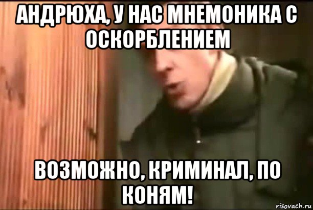 андрюха, у нас мнемоника с оскорблением возможно, криминал, по коням!