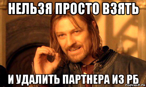 нельзя просто взять и удалить партнера из рб, Мем Нельзя просто так взять и (Боромир мем)