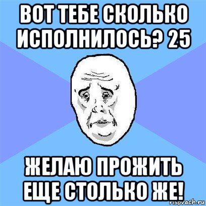 вот тебе сколько исполнилось? 25 желаю прожить еще столько же!, Мем Okay face