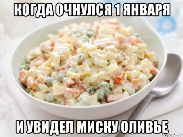 когда очнулся 1 января и увидел миску оливье