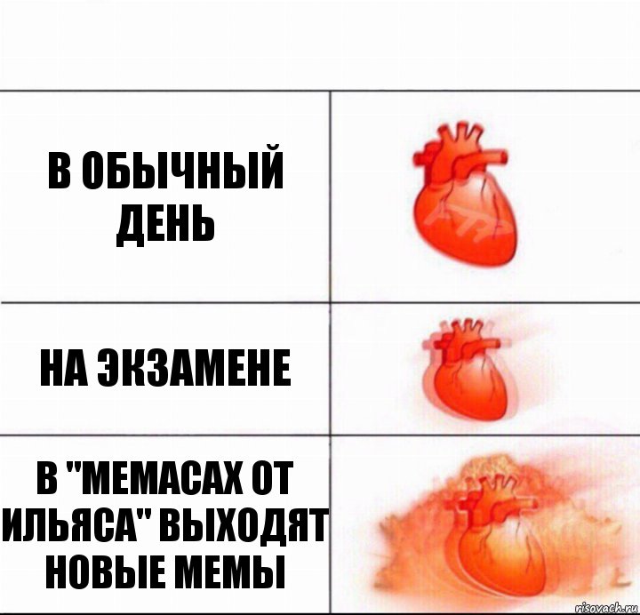 В обычный день На экзамене В "Мемасах от Ильяса" выходят новые мемы, Комикс  Расширяюшее сердце