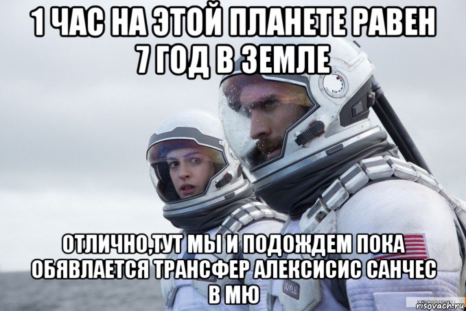 1 час на этой планете равен 7 год в земле отлично,тут мы и подождем пока обявлается трансфер алексисис санчес в мю