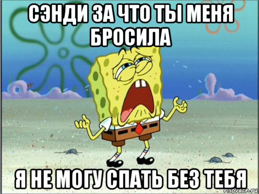 сэнди за что ты меня бросила я не могу спать без тебя, Мем Спанч Боб плачет