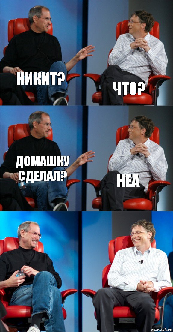 Никит? Что? Домашку сделал? Неа  