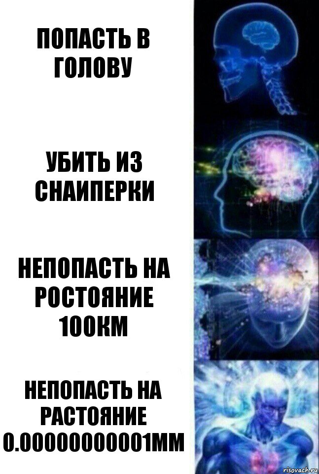 попасть в голову убить из снаиперки непопасть на ростояние 100км непопасть на растояние 0.00000000001мм, Комикс  Сверхразум