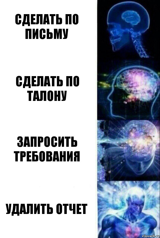 сделать по письму сделать по талону запросить требования удалить отчет, Комикс  Сверхразум