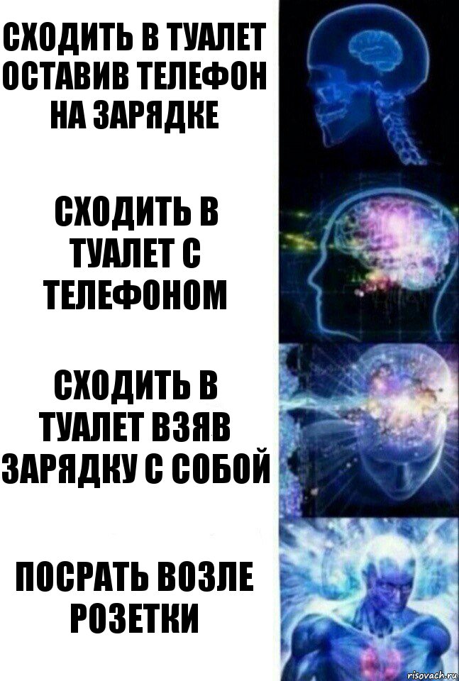 Сходить в туалет оставив телефон на зарядке сходить в туалет с телефоном сходить в туалет взяв зарядку с собой посрать возле розетки, Комикс  Сверхразум