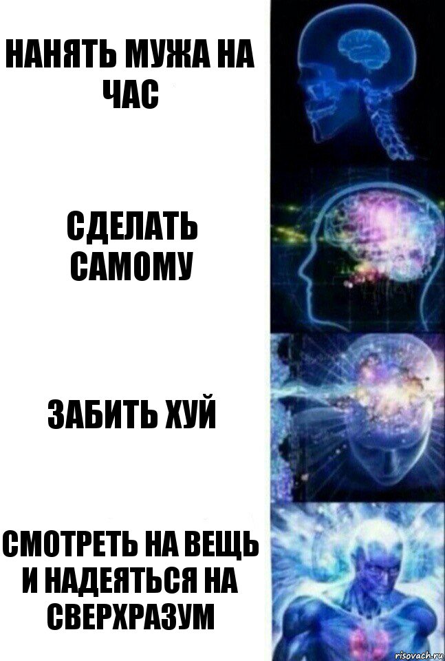 Нанять мужа на час Сделать самому Забить хуй Смотреть на вещь и надеяться на сверхразум, Комикс  Сверхразум