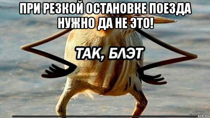 при резкой остановке поезда нужно да не это! ____________________________________________, Мем  Так блэт