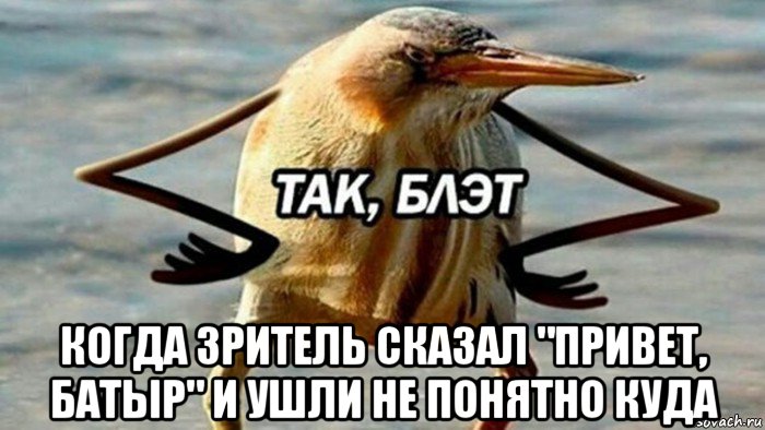  когда зритель сказал "привет, батыр" и ушли не понятно куда, Мем  Так блэт