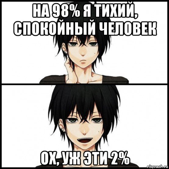 на 98% я тихий, спокойный человек ох, уж эти 2%