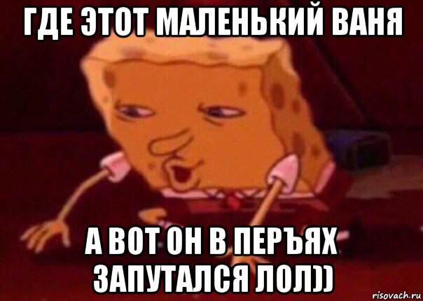 где этот маленький ваня а вот он в перъях запутался лол)), Мем    Bettingmemes