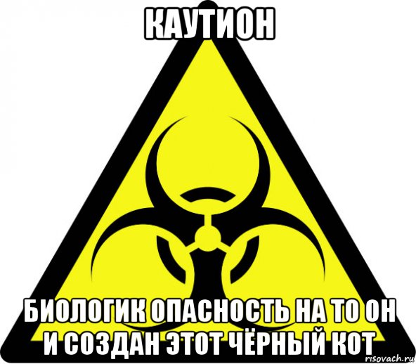 каутион биологик опасность на то он и создан этот чёрный кот, Мем биологическая опасность