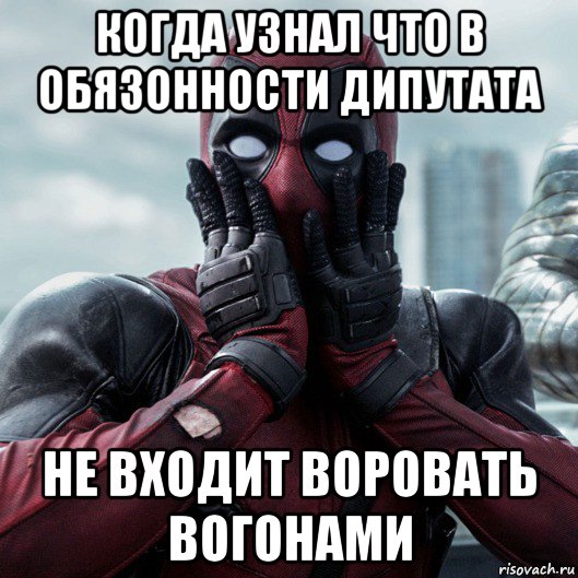 когда узнал что в обязонности дипутата не входит воровать вогонами, Мем     Дэдпул