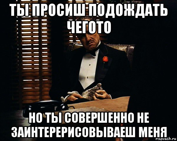 ты просиш подождать чегото но ты совершенно не заинтерерисовываеш меня, Мем Дон Вито Корлеоне