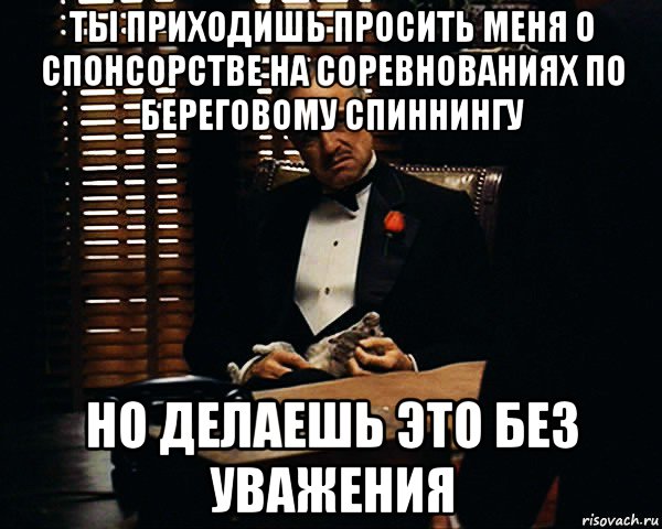 ты приходишь просить меня о спонсорстве на соревнованиях по береговому спиннингу но делаешь это без уважения, Мем Дон Вито Корлеоне