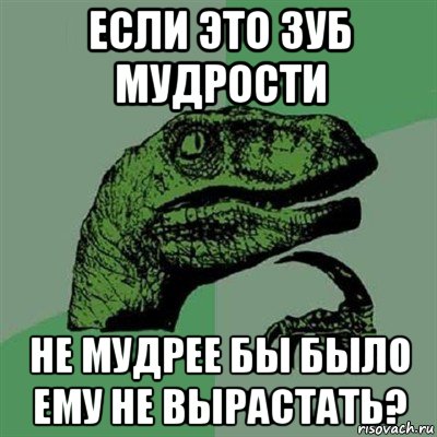 если это зуб мудрости не мудрее бы было ему не вырастать?, Мем Филосораптор