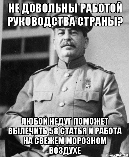 не довольны работой руководства страны? любой недуг поможет вылечить 58 статья и работа на свежем морозном воздухе