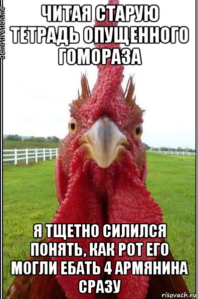читая старую тетрадь опущенного гомораза я тщетно силился понять, как рот его могли ебать 4 армянина сразу