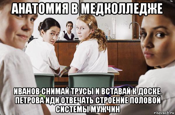 анатомия в медколледже иванов снимай трусы и вставай к доске. петрова иди отвечать строение половой системы мужчин, Мем В классе все смотрят на тебя