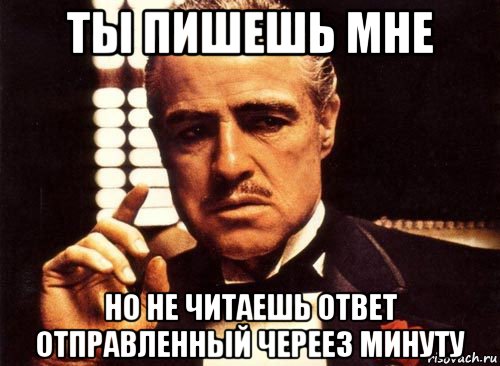 ты пишешь мне но не читаешь ответ отправленный череез минуту, Мем крестный отец