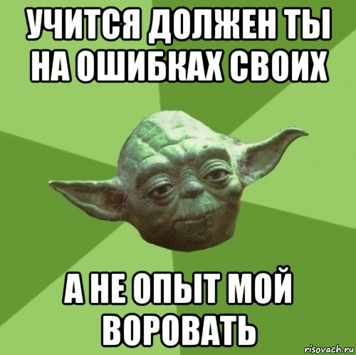 учится должен ты на ошибках своих а не опыт мой воровать, Мем Мастер Йода