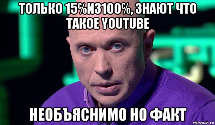 только 15℅из100℅, знают что такое youtube необъяснимо но факт, Мем Необъяснимо но факт