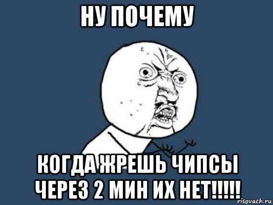 ну почему когда жрешь чипсы через 2 мин их нет!!!!!, Мем Ну почему