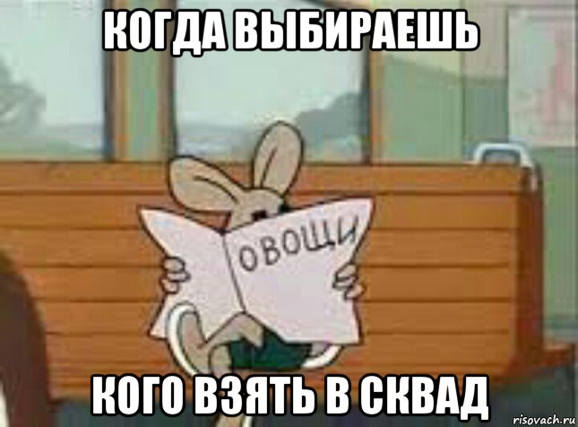 когда выбираешь кого взять в сквад, Мем Овощи Ну Погоди