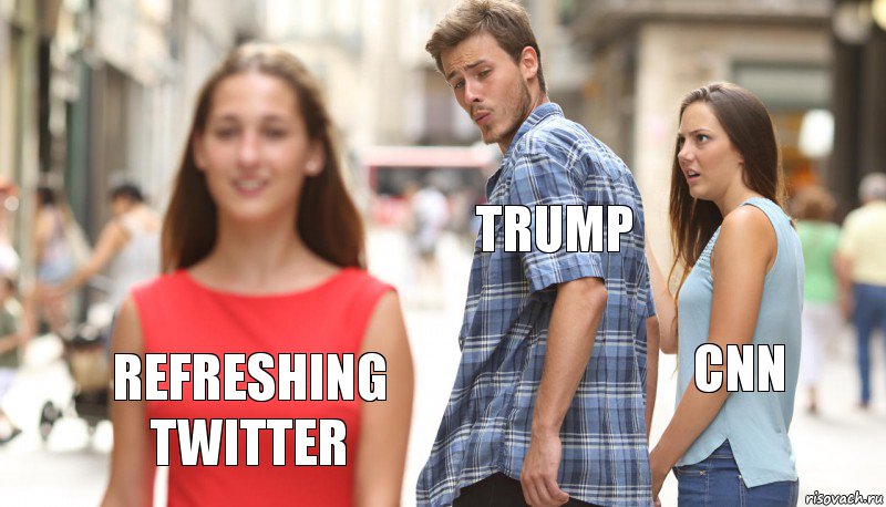 Trump CNN refreshing twitter, Комикс      Парень засмотрелся на другую девушку