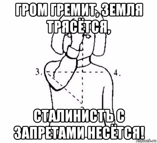 гром гремит, земля трясётся, сталинистъ с запретами несётся!, Мем  Перекреститься