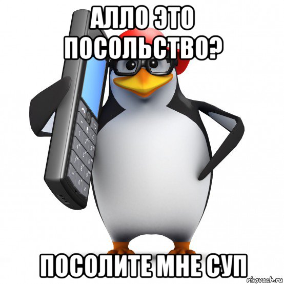 алло это посольство? посолите мне суп, Мем   Пингвин звонит