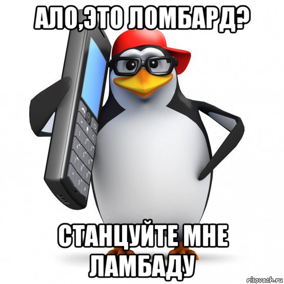 ало,это ломбард? станцуйте мне ламбаду, Мем   Пингвин звонит