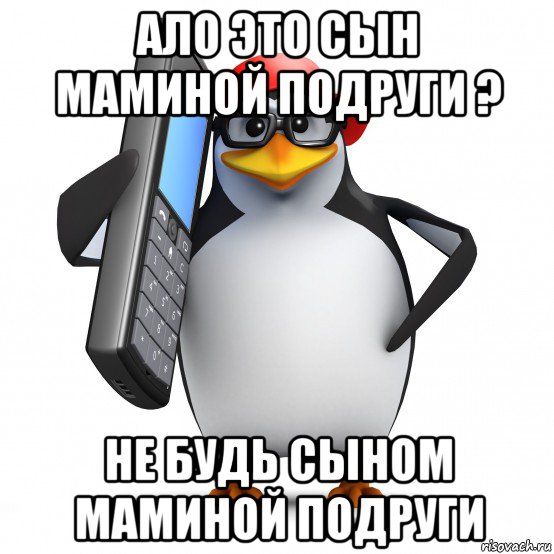 ало это сын маминой подруги ? не будь сыном маминой подруги, Мем   Пингвин звонит