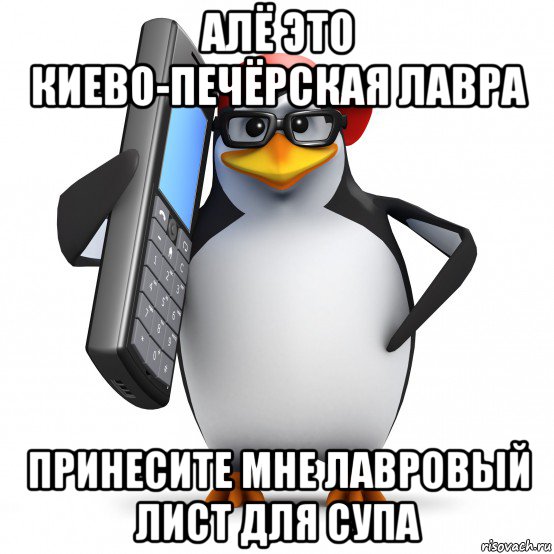 алё это киево-печёрская лавра принесите мне лавровый лист для супа, Мем   Пингвин звонит