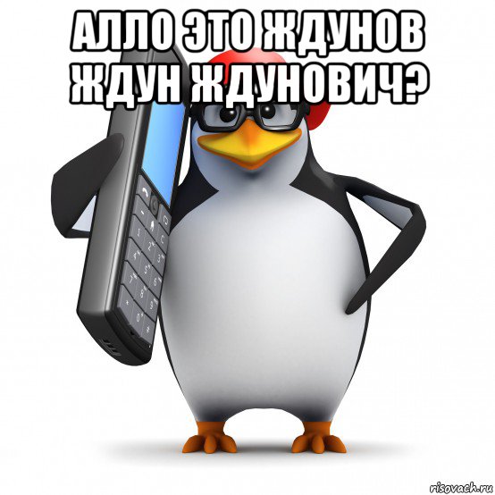 алло это ждунов ждун ждунович? , Мем   Пингвин звонит