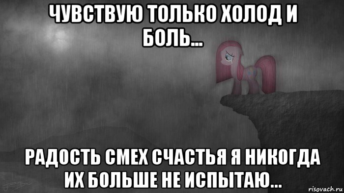 чувствую только холод и боль... радость смех счастья я никогда их больше не испытаю...