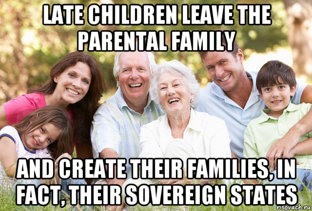 late children leave the parental family and create their families, in fact, their sovereign states