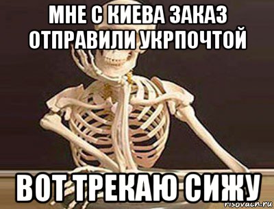 мне с киева заказ отправили укрпочтой вот трекаю сижу, Мем скелет