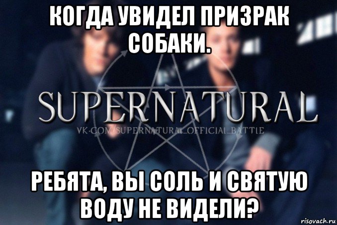 когда увидел призрак собаки. ребята, вы соль и святую воду не видели?, Мем  Supernatural