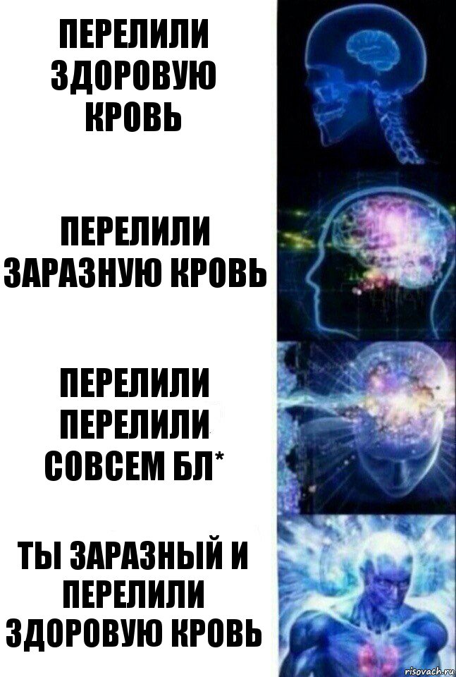 Перелили здоровую кровь перелили заразную кровь перелили перелили совсем бл* ты заразный и перелили здоровую кровь, Комикс  Сверхразум