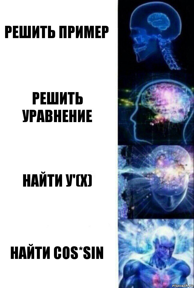 Решить пример Решить уравнение найти у'(х) Найти cos*sin, Комикс  Сверхразум