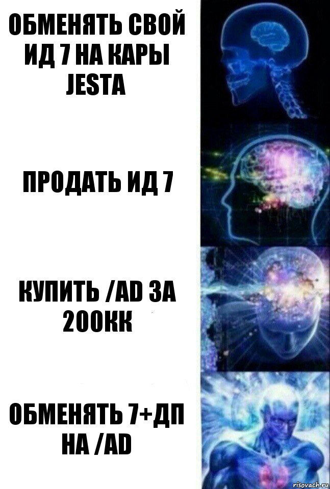 Обменять свой ид 7 на кары Jesta Продать ид 7 КУПИТЬ /ad за 200кк Обменять 7+дп на /ad, Комикс  Сверхразум