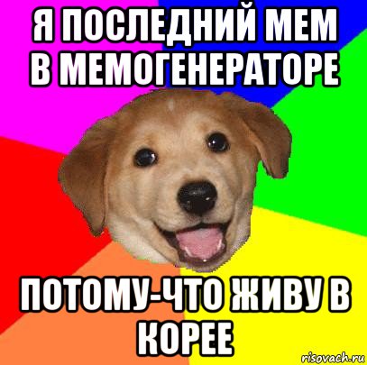 я последний мем в мемогенераторе потому-что живу в корее, Мем Advice Dog