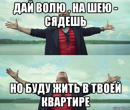 дай волю . на шею - сядешь но буду жить в твоей квартире, Мем Безлимитище