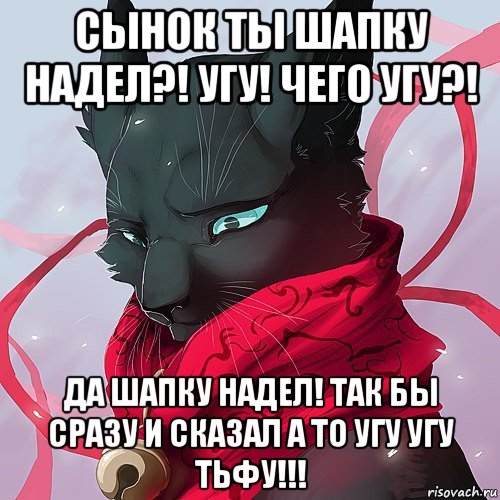 сынок ты шапку надел?! угу! чего угу?! да шапку надел! так бы сразу и сказал а то угу угу тьфу!!!, Мем БИИЧ