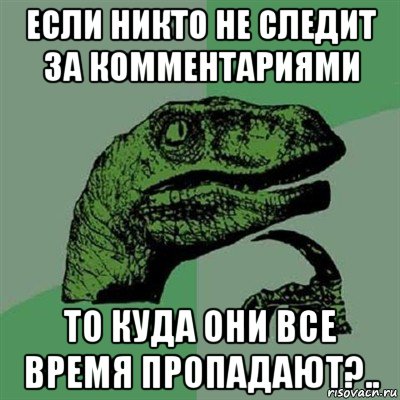 если никто не следит за комментариями то куда они все время пропадают?.., Мем Филосораптор